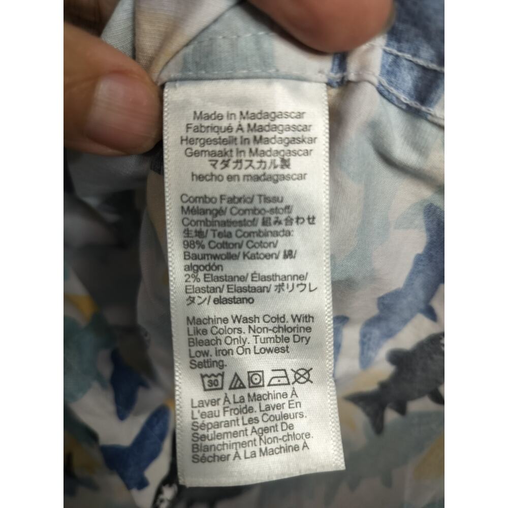 M1191) J Crew Men Slim Flax Washed Button Down Collar Fish Print Short Sleeve M - Picture 8 of 8